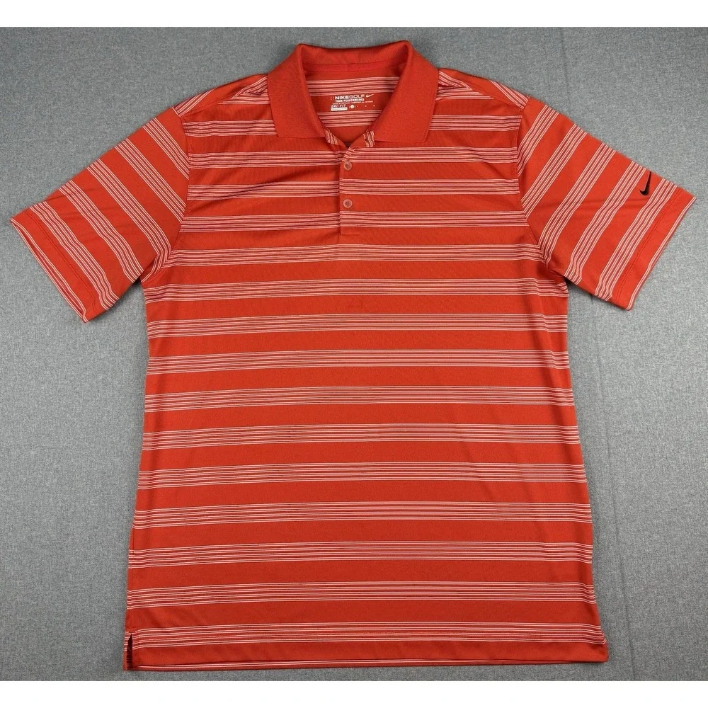 Nike Golf Dri-FIT Tour Performance Polo Shirt Mens Large Red Striped Golf